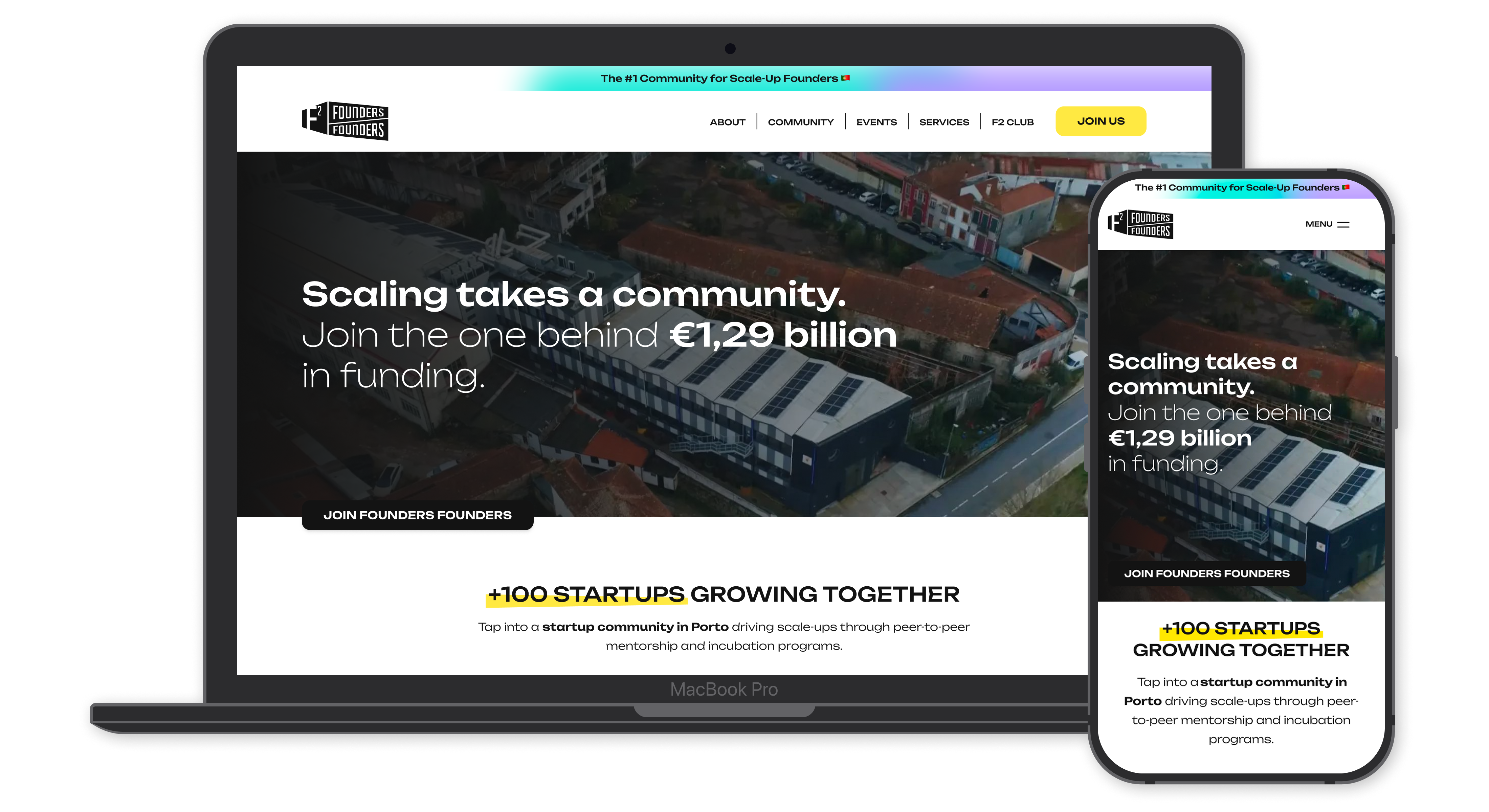 Introductory image of the Founders Founders website redesign project