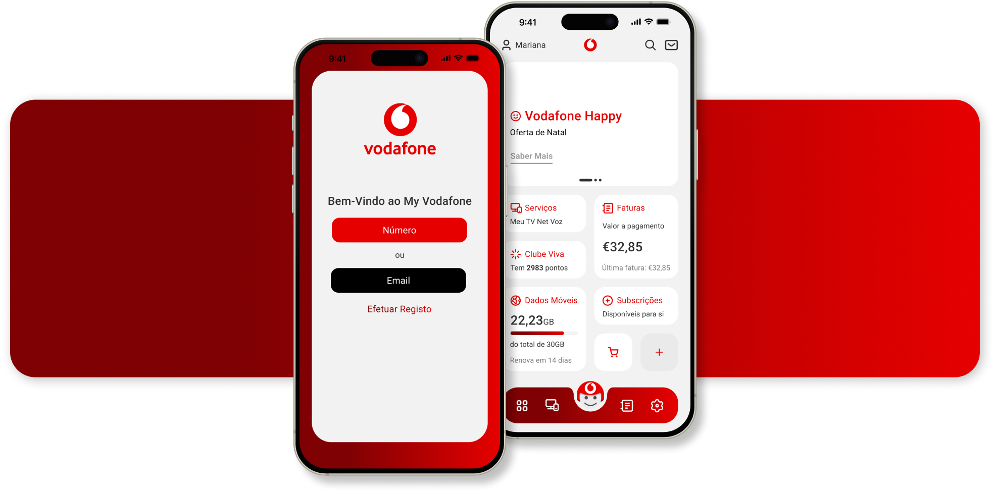 Introductory image of the My Vodafone App project showing redesigned screens on mobile devices